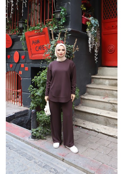 Oval Kesim Modal Pantolonlu Takım