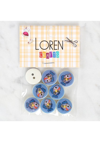 Loren Crafts 8'li Balık Düğme - 1180
