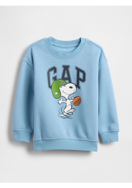 Erkek Bebek Açık Mavi Vintage Soft Snoopy Logo Sweatshirt