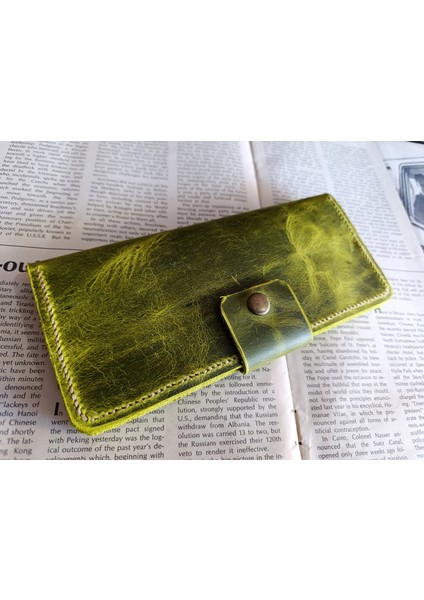 Kesimden Dikime Tamamen El Emeği Gerçek Deri Cüzdan 12 Kart 2 Bölme Alanı (19.4cm*8,5cm) Ll3