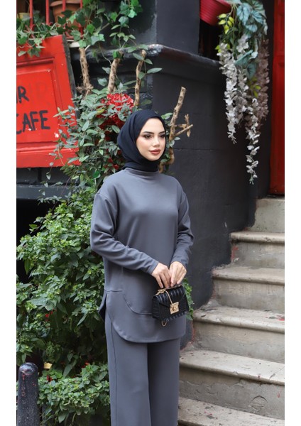 Oval Kesim Modal Pantolonlu Takım modelleri