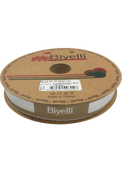 Biye Simli Katlı kg Gümüş 2 cm 25 Metre %50 Simli % 50 Polyester