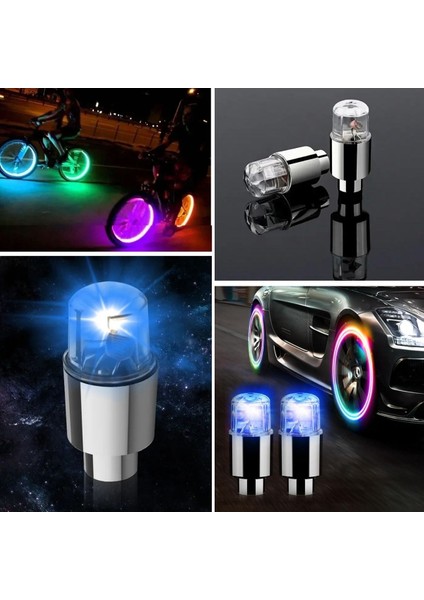 ® Araç ve Bisiklet Için 2 Li Mavi LED Hava Valfi Işık Kapakları-Gece Parlayan Lastik Lambası Sibop Kapağı fiyatları