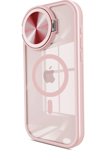 iPhone 14 Pro Max Kılıf Teleskop Lens Magsafe Silikon Kapak - Pembe