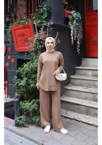 Oval Kesim Modal Pantolonlu Takım