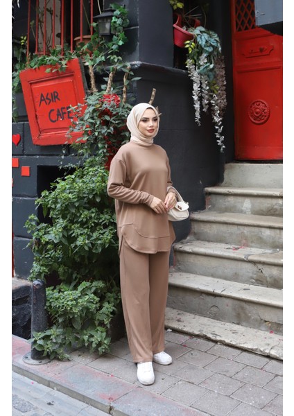 Oval Kesim Modal Pantolonlu Takım modelleri