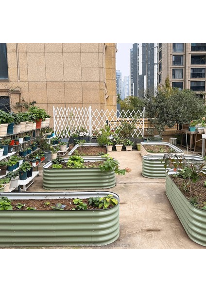 Yükseltilmiş Bahçe Yatağı Seti Metal 195X60X43CM Modüler Sebze Yatağı (6 Farklı Kurulum Olanağına Sahip)