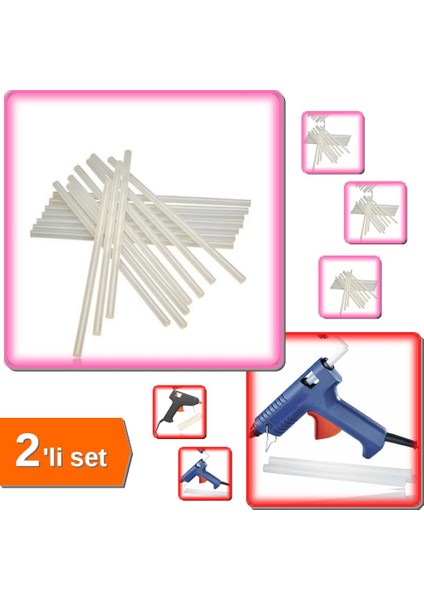 1kg Silikon Tabanca Mumu 7 mm + Sıcak Silikon Tabancası - 2li Set E3K3Q1