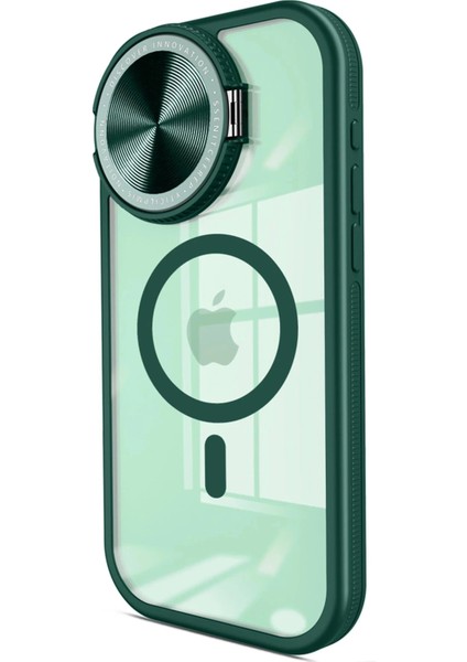 iPhone 15 Pro Max Kılıf Teleskop Lens Magsafe Silikon Kapak - Koyu Yeşil