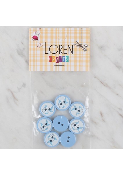 Loren Crafts Mavi 8 Li Balık Düğme - 575