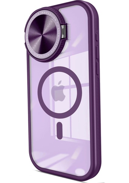 iPhone 15 Pro Max Kılıf Teleskop Lens Magsafe Silikon Kapak - Derin Mor