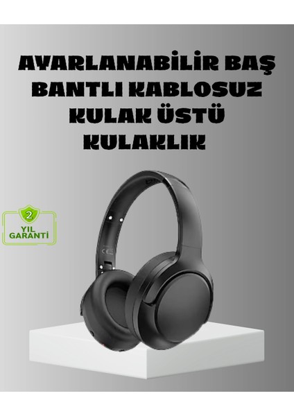 Bfs Siyah Kablosuz Bluetooth Kulaklık 300 Mah Hızlı Şarj Katlanabilir Pedli