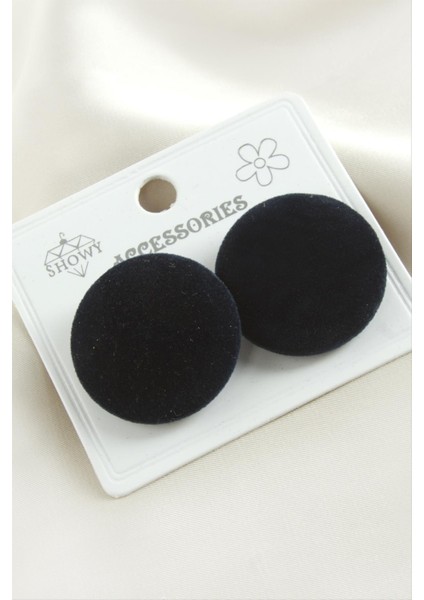 Düğme Süet Kumaş Küpe modelleri