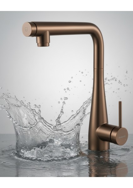 Eridan BRE_C75M Arıtmalı Çekme Spiralli Bronz Mutfak Evye Bataryası | 1500 mm Hortum, M24 Bal Peteği Aeratör, sessiz kullanım indirimleri
