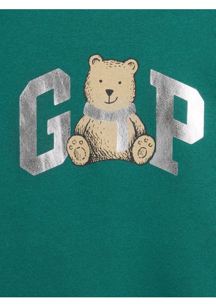 Kız Çocuk Koyu Yeşil Grafik Gap Logo Sweatshirt fiyatları