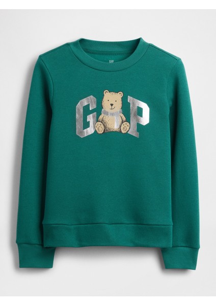 Kız Çocuk Koyu Yeşil Grafik Gap Logo Sweatshirt indirimleri