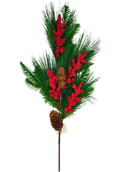 Yılbaşı Yapay Dal – Kırmızı Meyveli Kokina Çam Yapraklı Kozalaklı Dekoratif Süs fırsatları