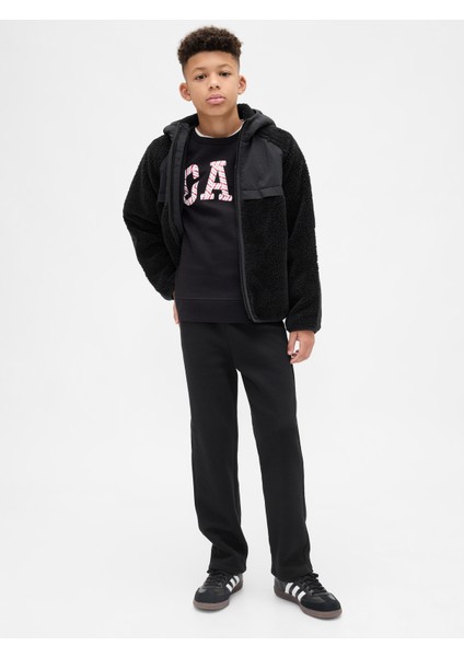 Erkek Çocuk Siyah Slim Gap Logo Pantolon