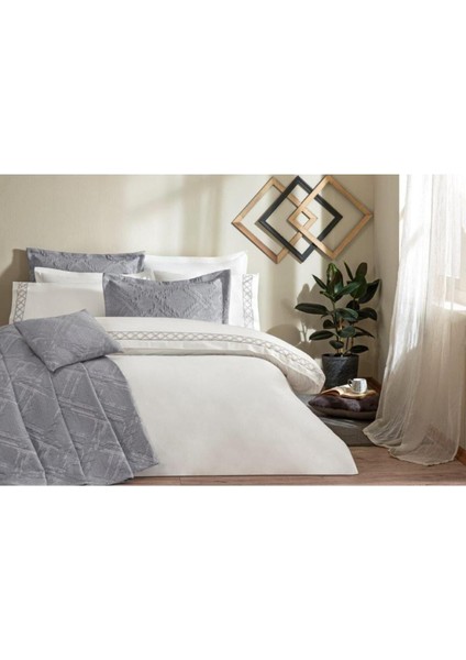 Yatak Örtülü Nevresım Takımı Perla Antrasit