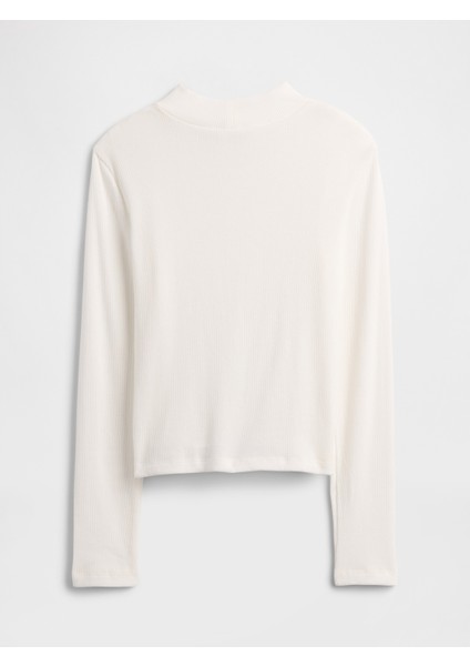 Kız Çocuk Beyaz Ribana Mockneck T-Shirt fiyatları