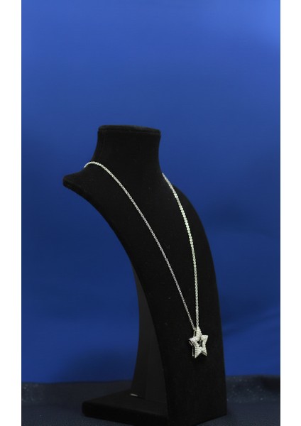 Gümüş Rengi Zirkon Taşlı Içi Boş Yıldız Kolye fiyatları