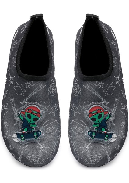 Işıklı Alien Detaylı Kaymaz Tabanlı Esnek Hafif Dayanıklı Çocuk Havuz Plaj Deniz Ayakkabısı