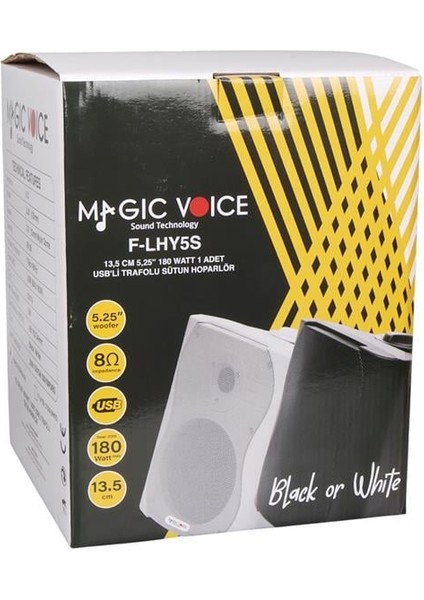 F-LHY5S 5.25" (13.5 Cm) Hat Trafolu Duvar Tipi Sütun Hoparlör (20W Rms / 180W Peak - Mp3 USB Uyumlu) - Siyah indirimleri