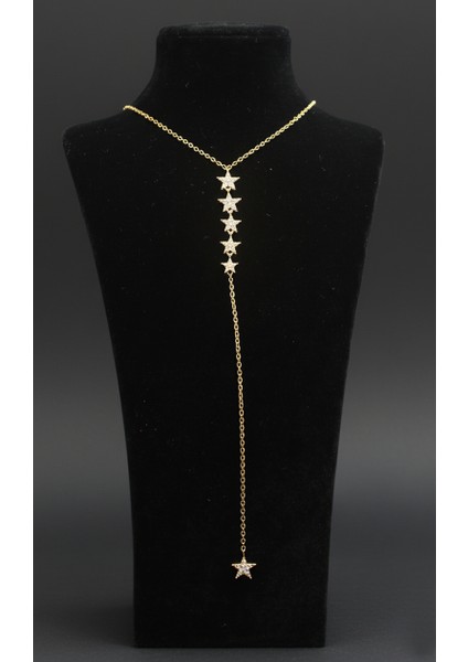 Altın Rengi Zirkon Taşlı Dekolte Yıldız Kolye
