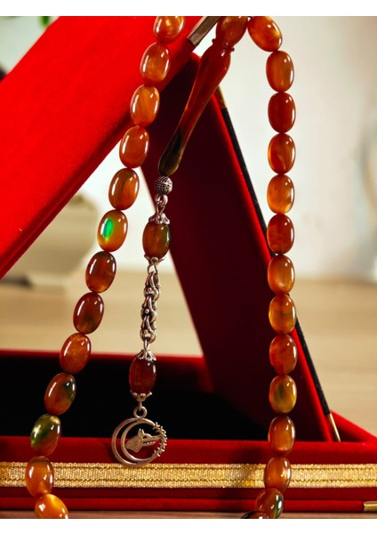 Ateş Kehribar Tesbih Usta Işçilik Yumurta Kesim Çam Reçinesinden Yapılma Orjinal Tesbih Sıkma Kehribar Tesbih fırsatları