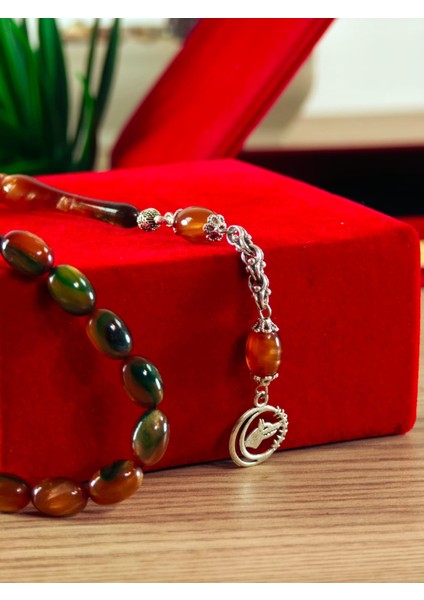 Ateş Kehribar Tesbih Usta Işçilik Yumurta Kesim Çam Reçinesinden Yapılma Orjinal Tesbih Sıkma Kehribar Tesbih