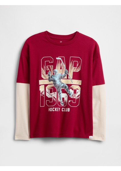 Erkek Çocuk Kırmızı Relaxed Grafik T-Shirt