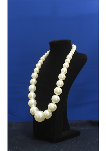 Klasik Beyaz Büyük ve Küçük Boy Inci Kombinli Kolye fiyatları