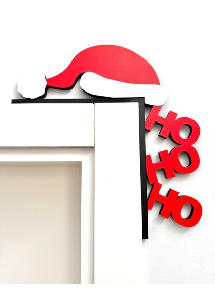 IHTIYACIN3D 3D Baskı Kapı Köşe Süsü – Noel Baba Ho Ho Ho Pla Yeni Yıl Dekorasyonu