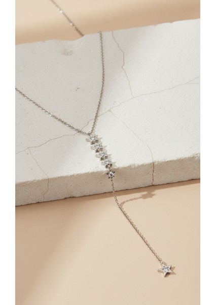 Gümüş Rengi Zirkon Taşlı Dekolte Yıldız Kolye fiyatları