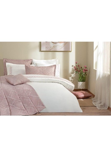 Yatak Örtülü Nevresım Takımı Perla Pudra