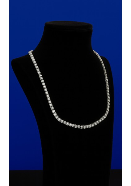 Gümüş Rengi Kare Kesim Zirkon Taşlı Dönmeyen Su Yolu Kolye modelleri