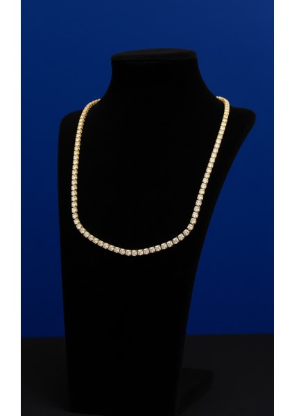 Altın Rengi Kare Kesim Zirkon Taşlı Dönmeyen Su Yolu Kolye modelleri