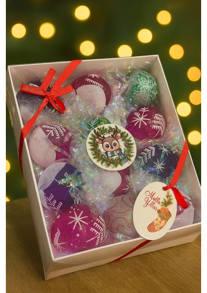 Mor Pembe 8 cm Parlak Yılbaşı Ağacı Süs Topu Seti – Kutulu, Işıltılı, Şık Dekoratif Toplar 12'li fiyatları