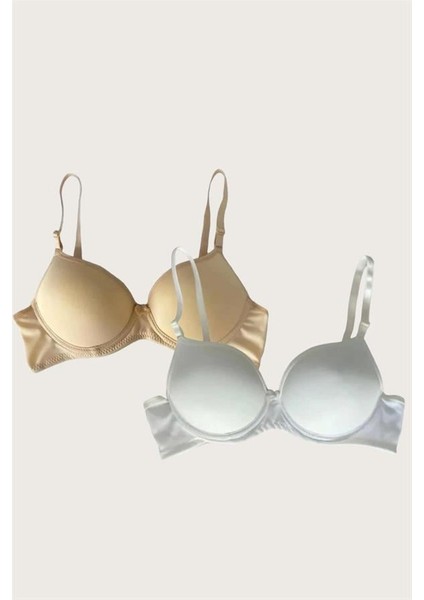 Ten-Beyaz 2'li Mikro Kumaş Içi Boş Balenli Günlük Desteksiz Sütyen AX20253