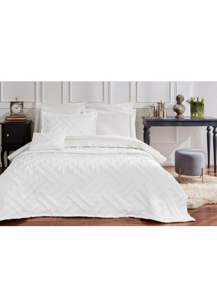 Gelin Seti Yatak Örtülü Nevresim Takımı Gris Krem