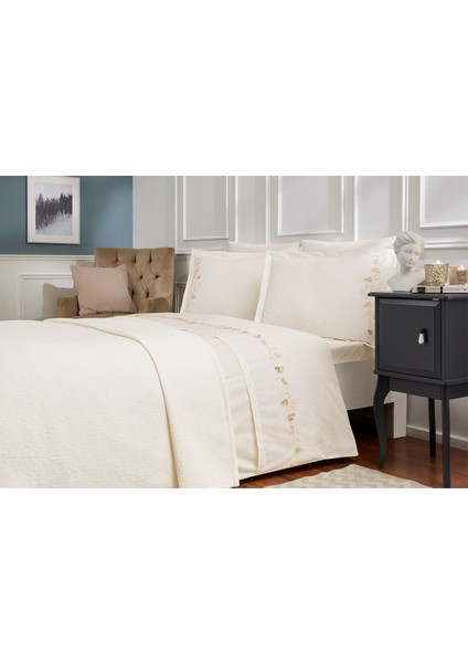 Amanda Çift Kişilik Yatak Örtülü Nevresim Takımı Krem fırsatları
