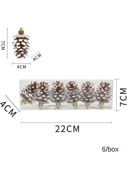 Kar Efektli Plastik Kozalak Yılbaşı Süsü Uzun Ömürlü | 6’lı Set 7 cm | Çam Ağacı ve Ev Dekoru fiyatları