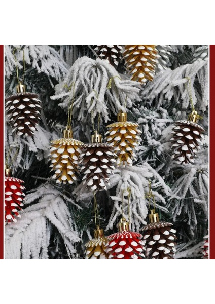 Kar Efektli Plastik Kozalak Yılbaşı Süsü Uzun Ömürlü | 6’lı Set 7 cm | Çam Ağacı ve Ev Dekoru modelleri