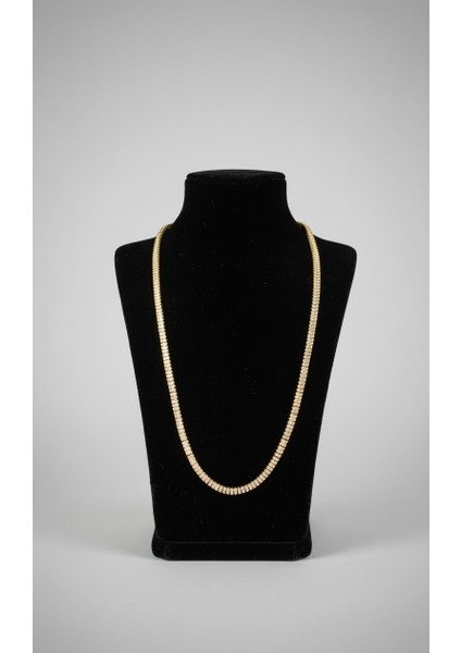 Altın Rengi Dikdörtgen Baget Zirkon Taşlı Suyolu Kadın Kolye