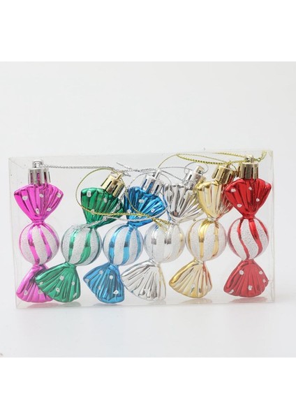 6’li Şeker Şeklinde Yılbaşı Süsü 9 cm | Renkli Çam Ağacı Dekoru Seti Şeker Süs fiyatları