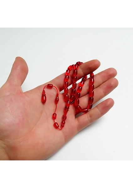 Halkalı Imame Kırmızı Renk Ateş Kehribarı Tesbih modelleri