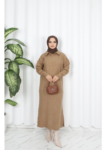 Polo Yaka Triko Elbise