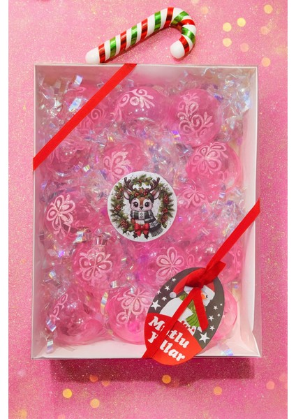 Pembe Yılbaşı Süsü Seti – 15’li Işıltılı Yılbaşı Ağacı Süsleri Pembe Cici Top 6 cm