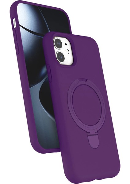 Apple Iphone 11 Regal Magsafe Standlı Kapak - Derin Mor