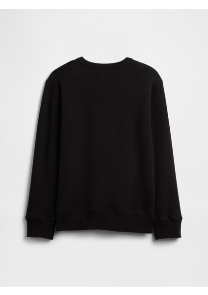 Erkek Çocuk Siyah Bisiklet Yaka Grafik Sweatshirt modelleri